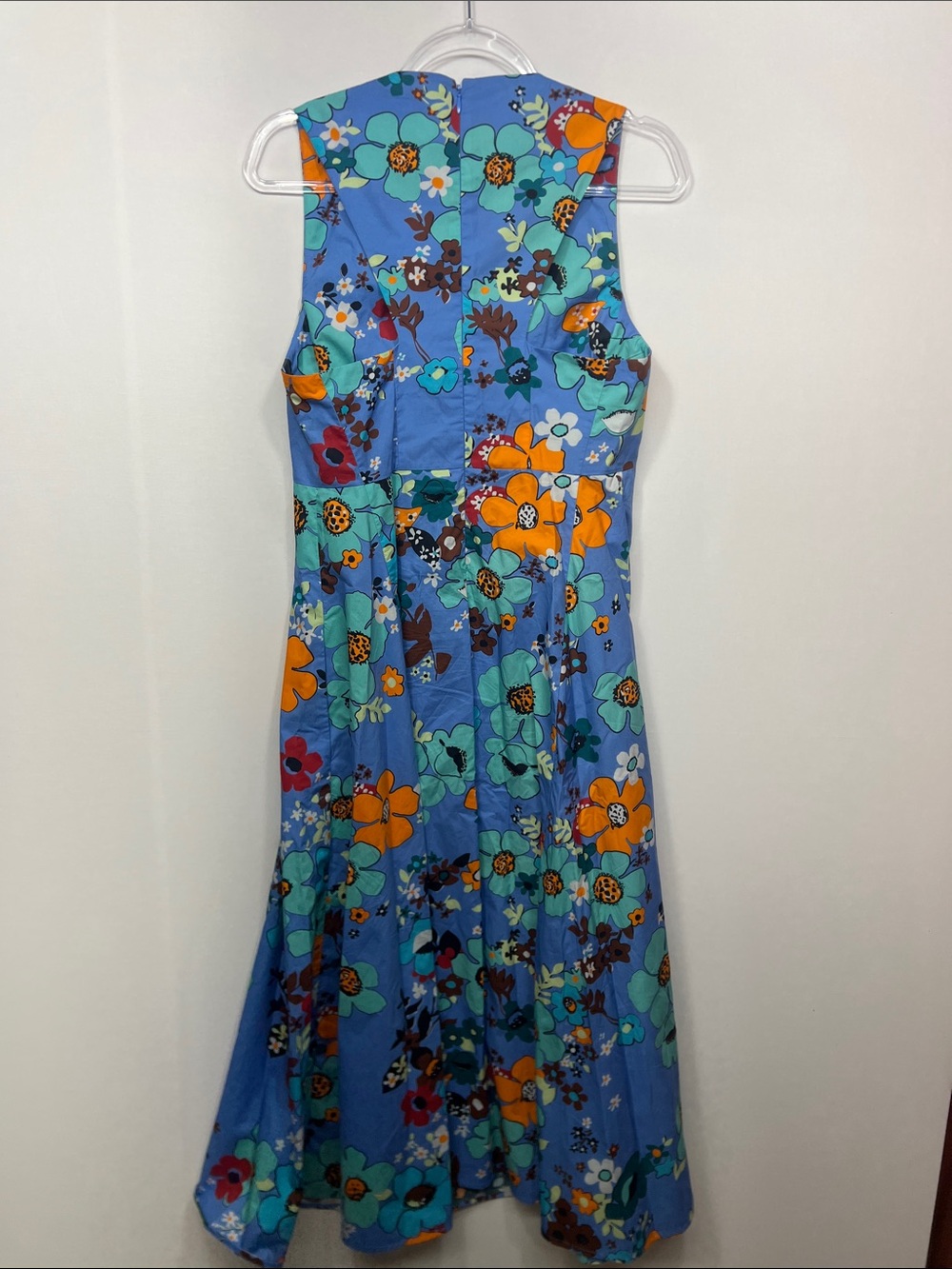 CÂLLAS Milano Blue Floral Cotton Midi Dress Made in Italy IT 42 US 6 - Picture 9 of 12